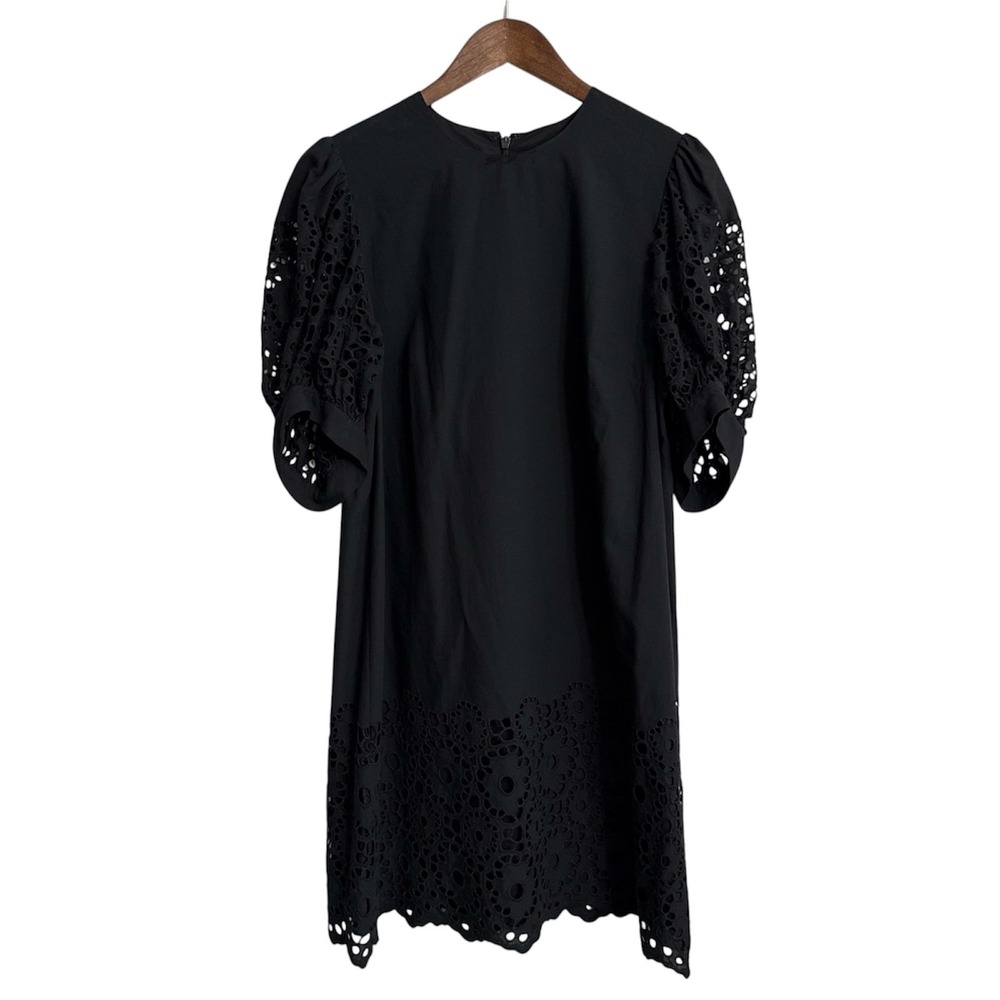 Pearl Lela Rose dress women's medium black‎ eyelet cottagecore boho cotton USA